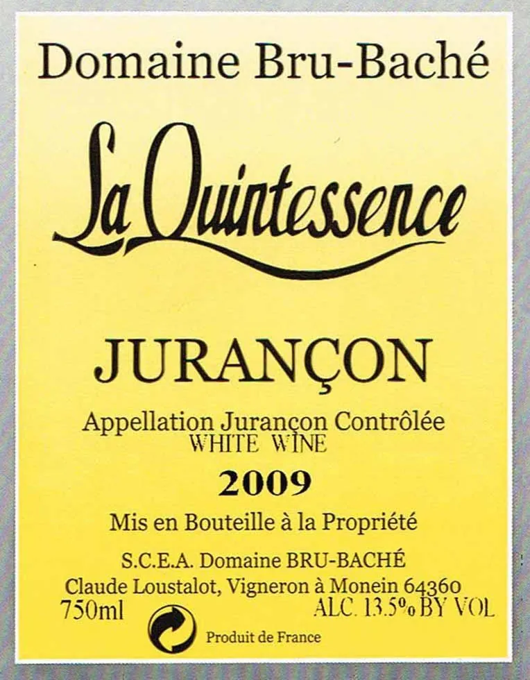 Jurancon Domaine Bru-Bache La Quintessence Bottle