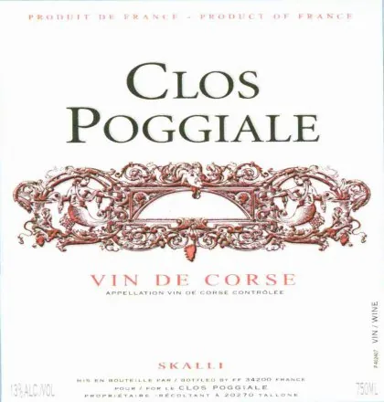 Vin de Corse Clos Poggiale Bottle