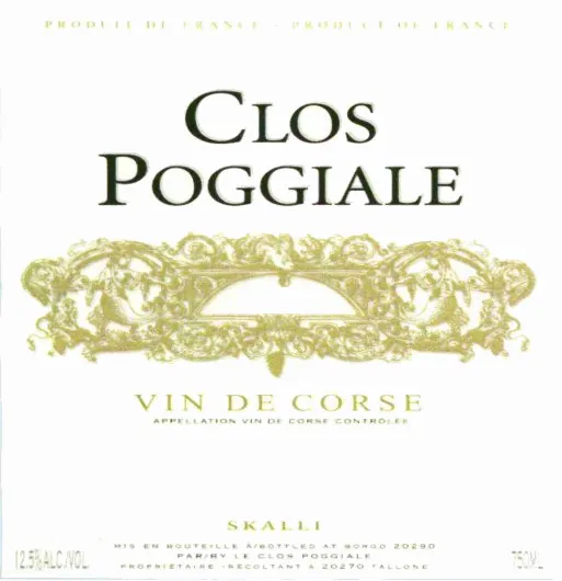 Vin de Corse Clos Poggiale Blanc Bottle