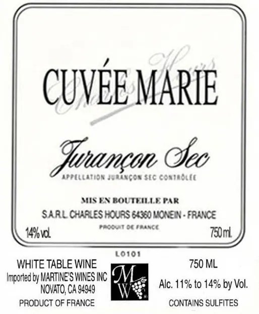 Jurancon Cuvee Marie Bottle