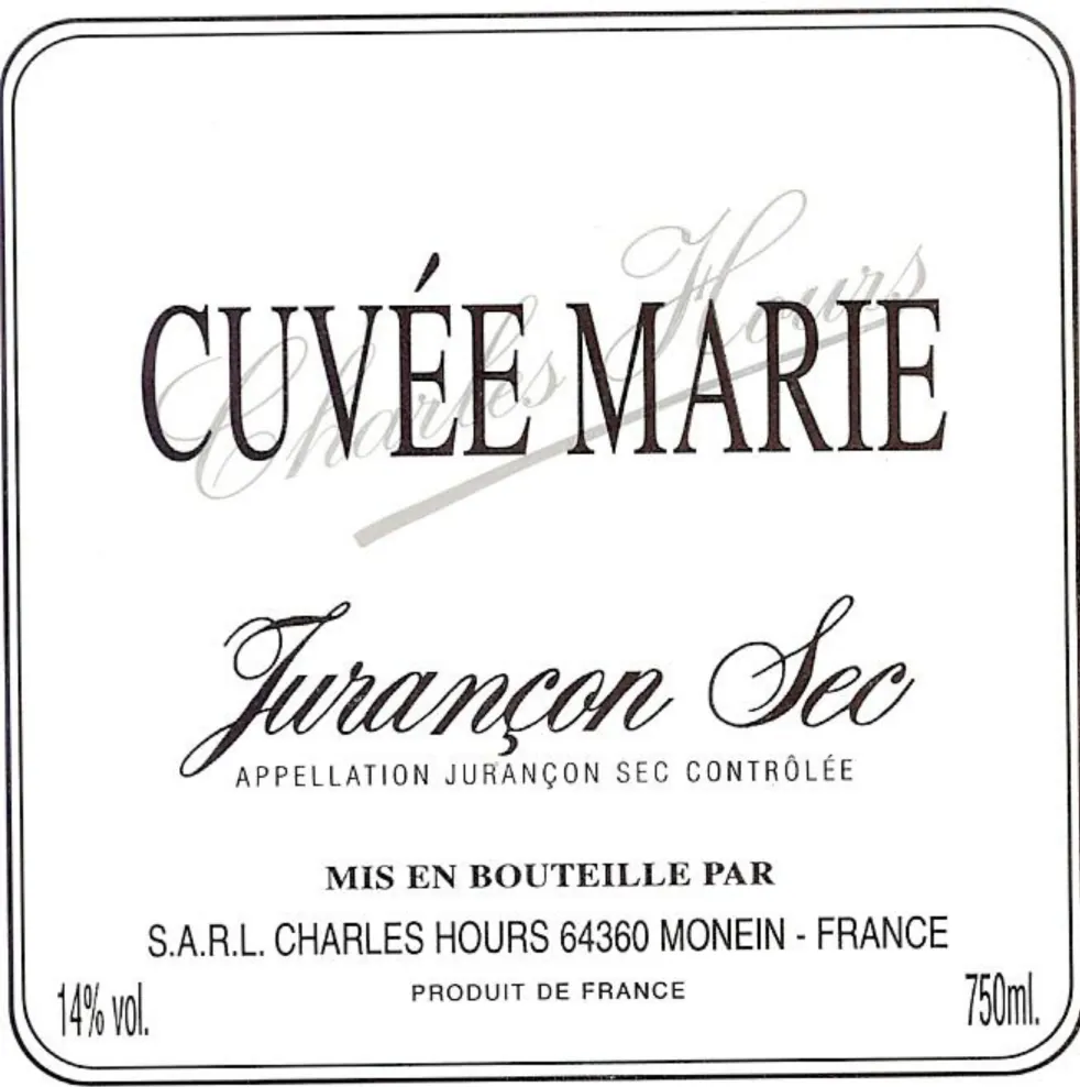 Jurancon Sec Cuvee Marie Bottle