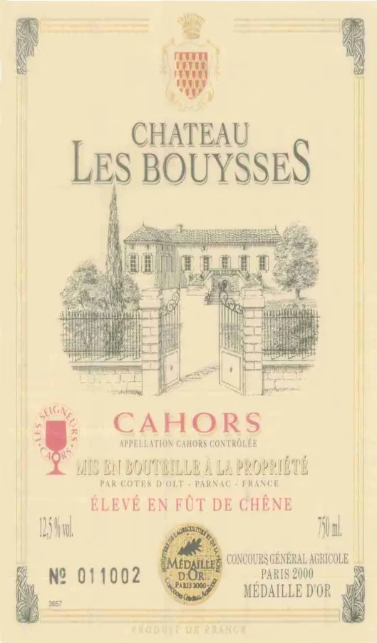 Cahors Les Cotes d'Olt Chateau Les Bouysses Bottle