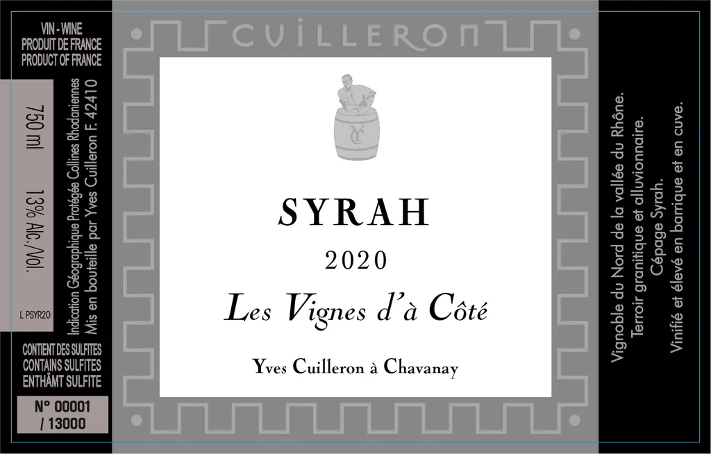 Syrah Vignes d'a Cote Collines Rhodaniennes Bottle