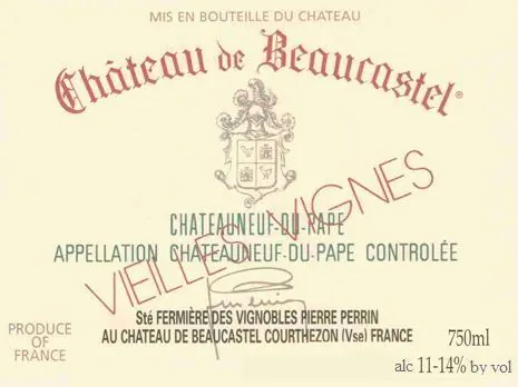 Chateauneuf-du-Pape Vieilles Vignes Roussanne Bottle