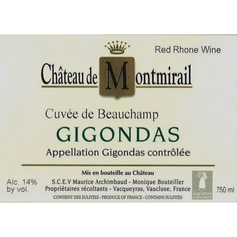 Cuvee de Beauchamp Gigondas Bottle
