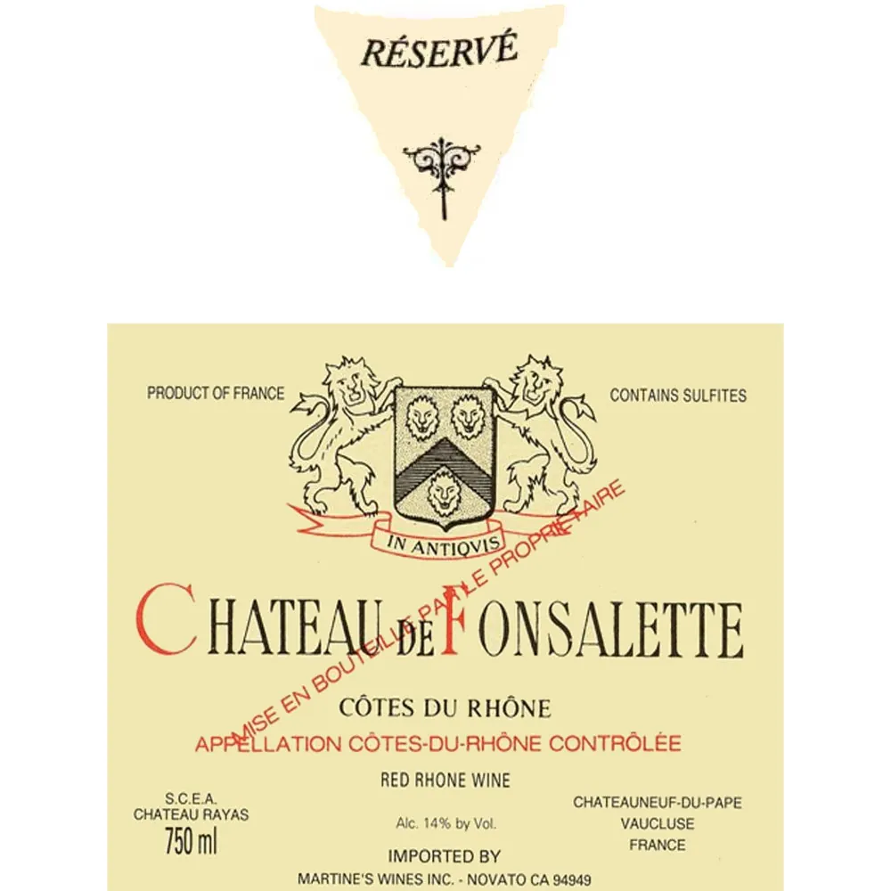 Fonsalette Cotes du Rhone Reserve Bottle