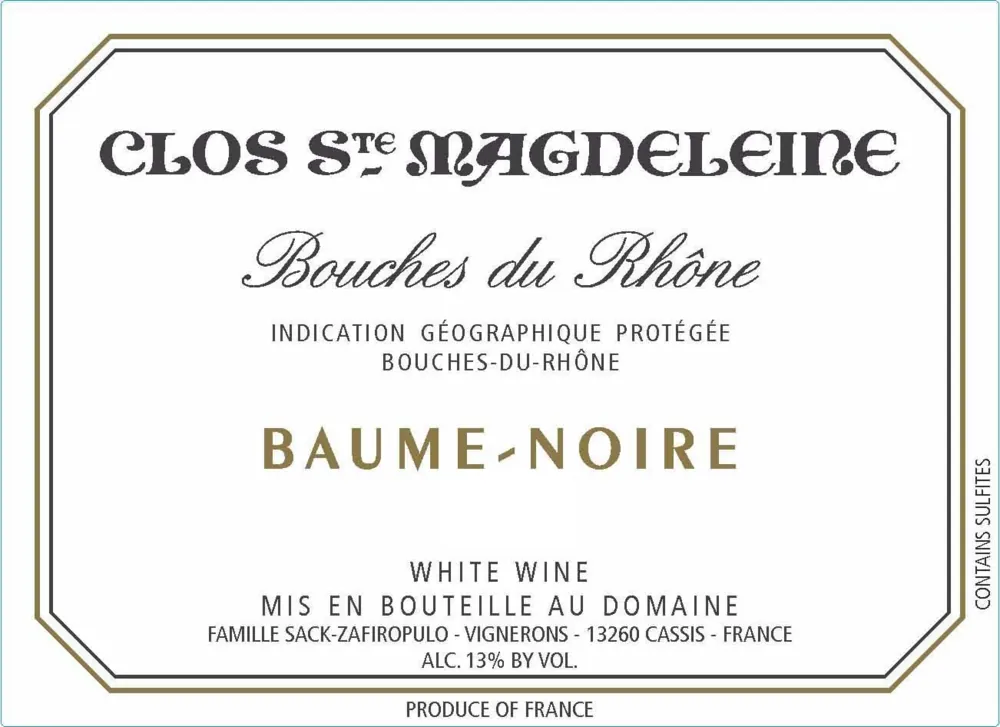 Bouches du Rhone Blanc Baume Noire Bottle