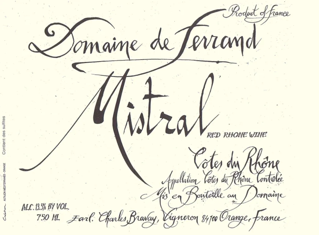 Cotes du Rhone Mistral Bottle