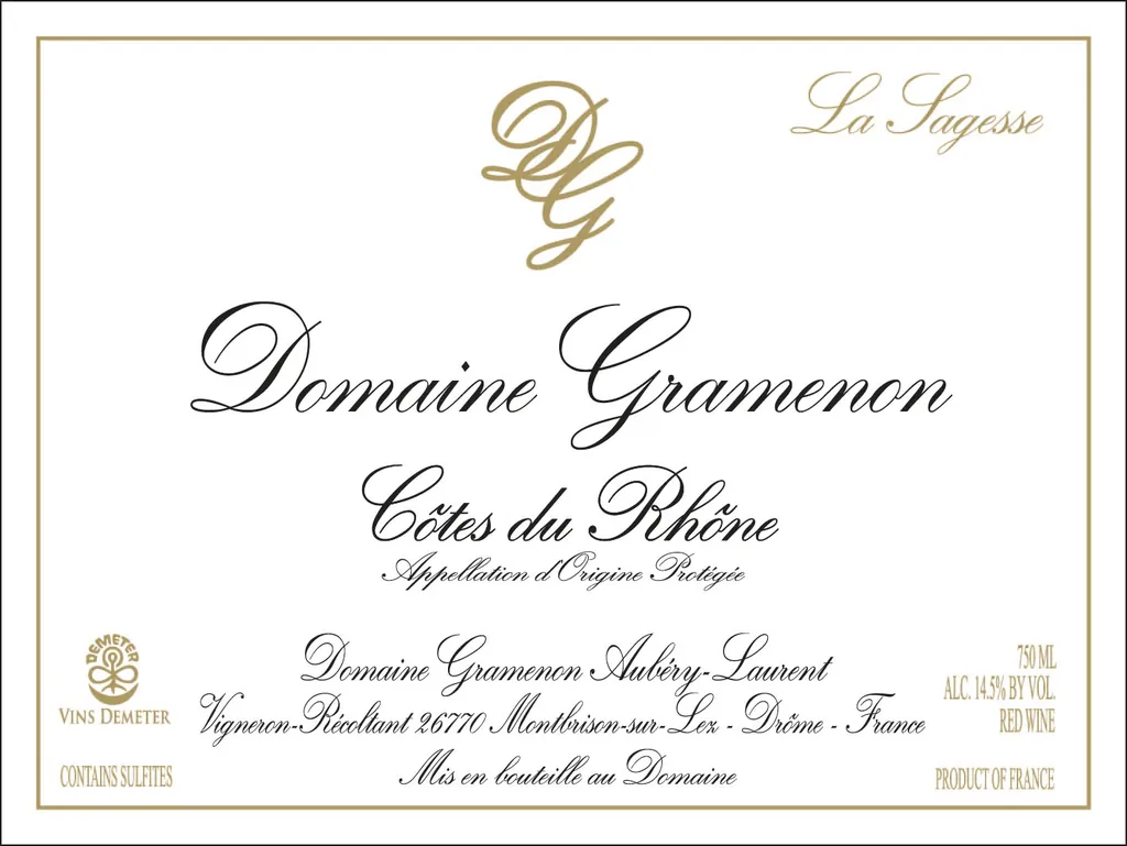 Cotes du Rhone La Sagesse Bottle