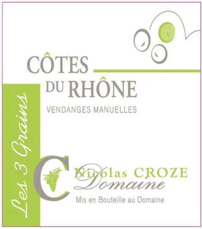 Cotes du Rhone Les 3 Grains Blanc Bottle