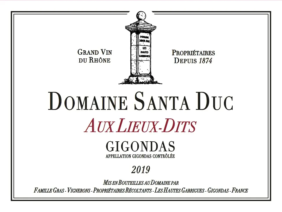 Aux Lieux Dits Gigondas Bottle