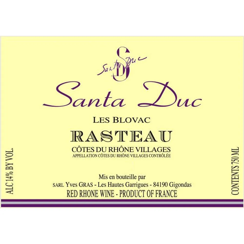 Les Blovac Rasteau Bottle