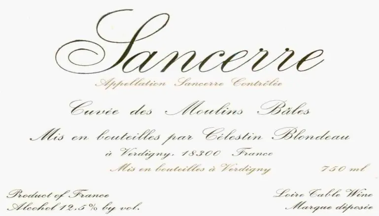 Sancerre Cuvee des Moulins Bales Bottle