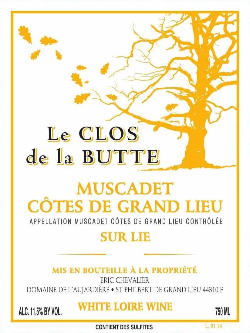 Muscadet Cotes de GrandLieu Le Clos la Butte Sur Lie Bottle