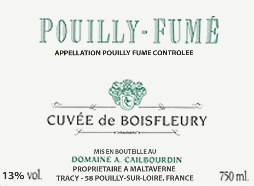 Pouilly-Fume Cuvee de Boisfleury Bottle