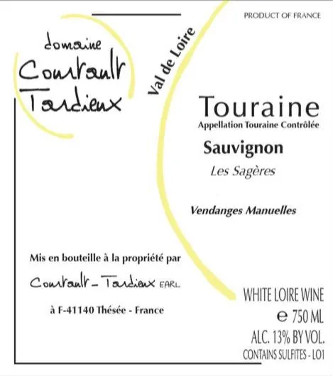 Touraine Les Sageres Sauvignon Blanc Bottle