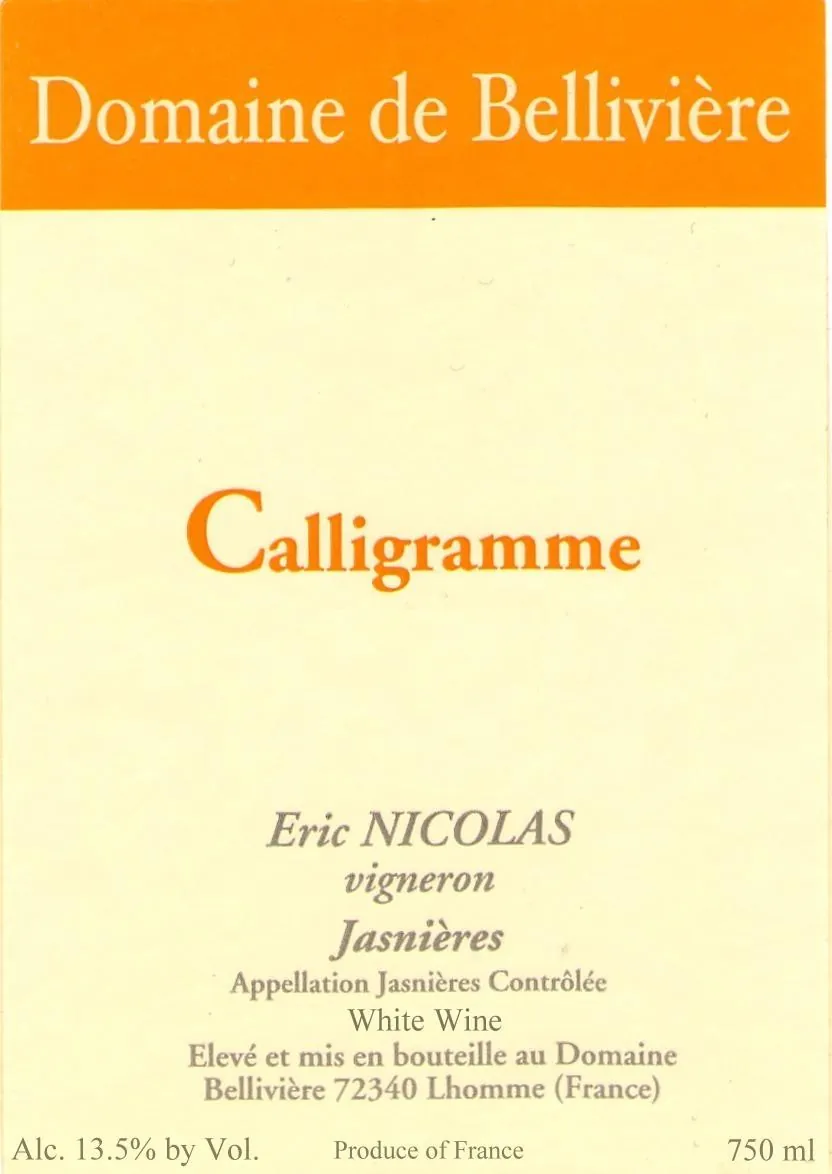 Calligramme Jasnieres Bottle