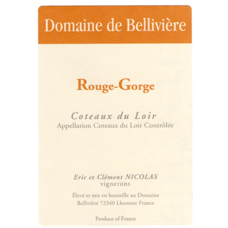 Rouge-Gorge Coteaux du Loir Bottle