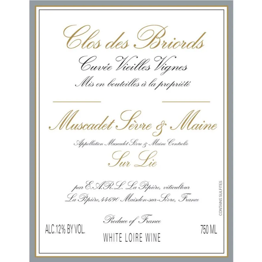 Muscadet Clos de Briords Vieilles Vignes Bottle