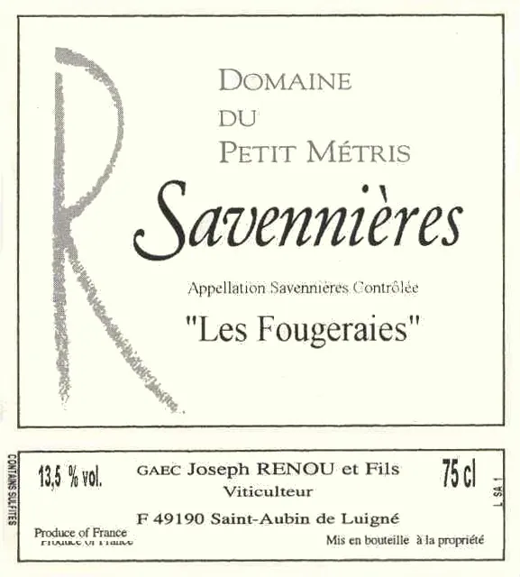 Savennieres Les Fougeraies Bottle