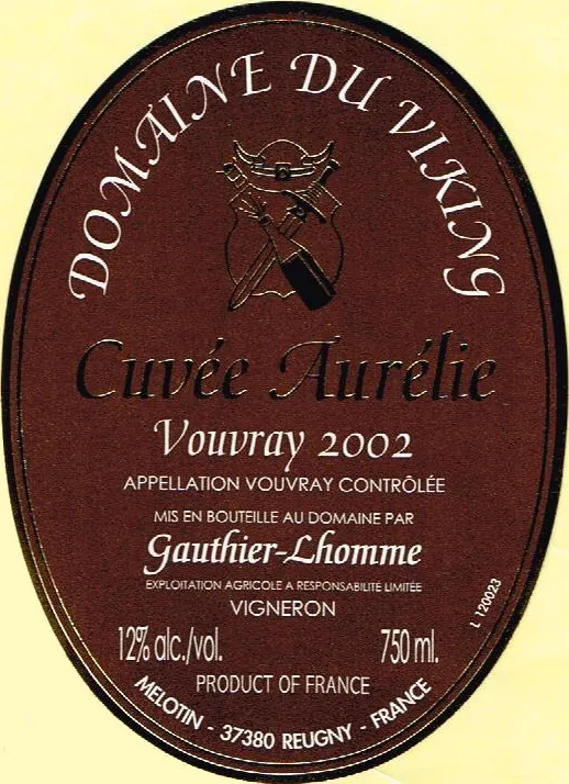 Vouvray Cuvee Aurelie Bottle