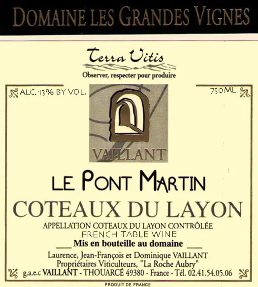 Coteaux du Layon Le Pont Martin Bottle