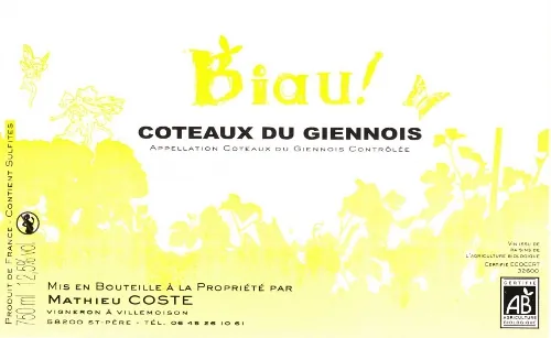 Coteaux Du Giennois Rouge Biau Bottle