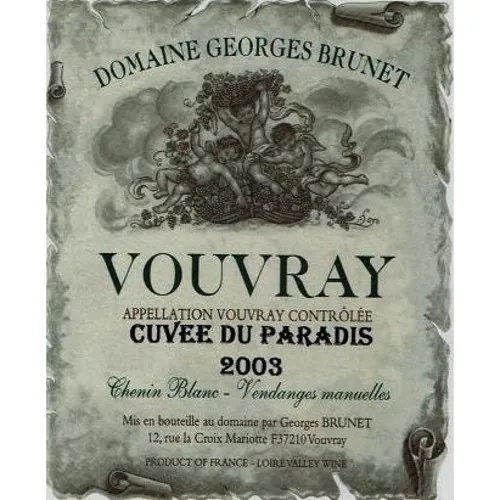 Vouvray Cuvee du Paradis Bottle