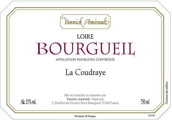Yannick Amirault La Coudraye Bourgueil Bottle