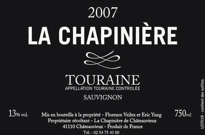 Touraine Sauvignon Blanc Bottle