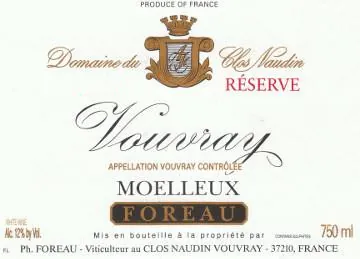 Vouvray Moelleux Clos Naudin Reserve Bottle