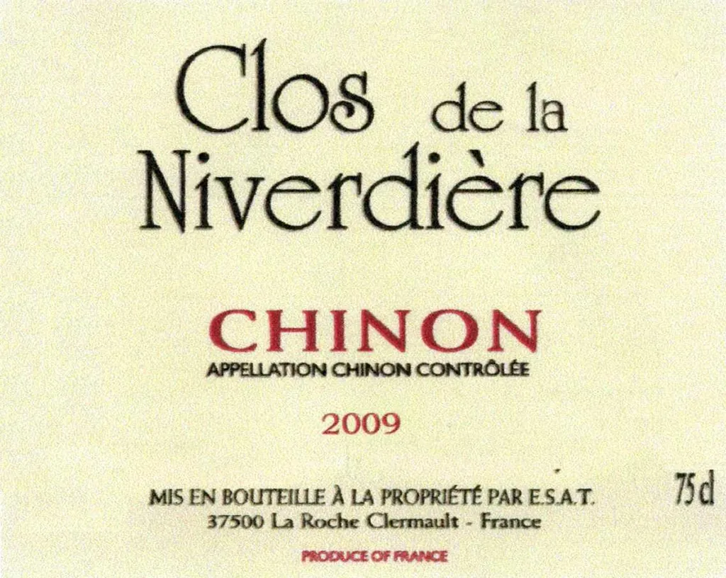 Chinon Clos de la Niverdiere Bottle