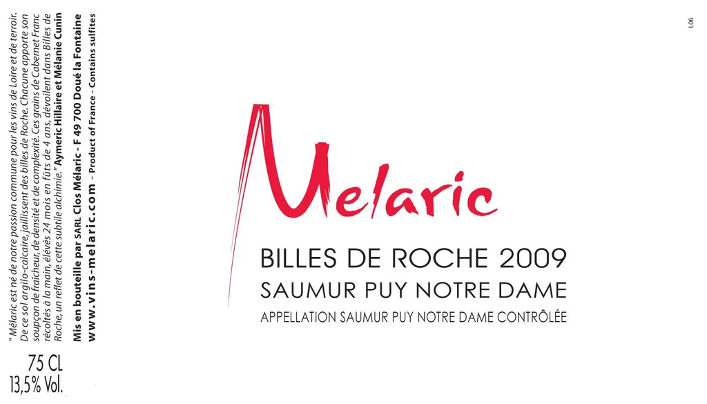 Saumur Puy-Notre-Dame Billes de Roche Rouge Bottle