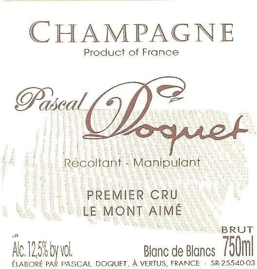 Blanc de Blancs Le Mont Aime Brut Premier Cru Bottle