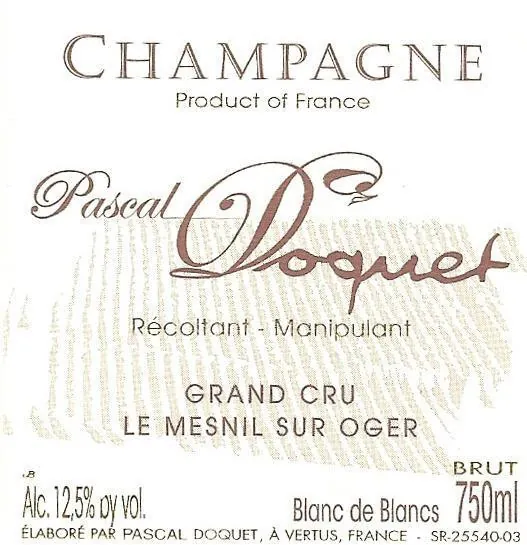 Blanc de Blancs Le Mesnil Sur Oger Brut Grand Cru Bottle