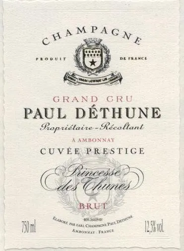Princesse des Thunes Cuvee Prestige Grand Cru Bottle