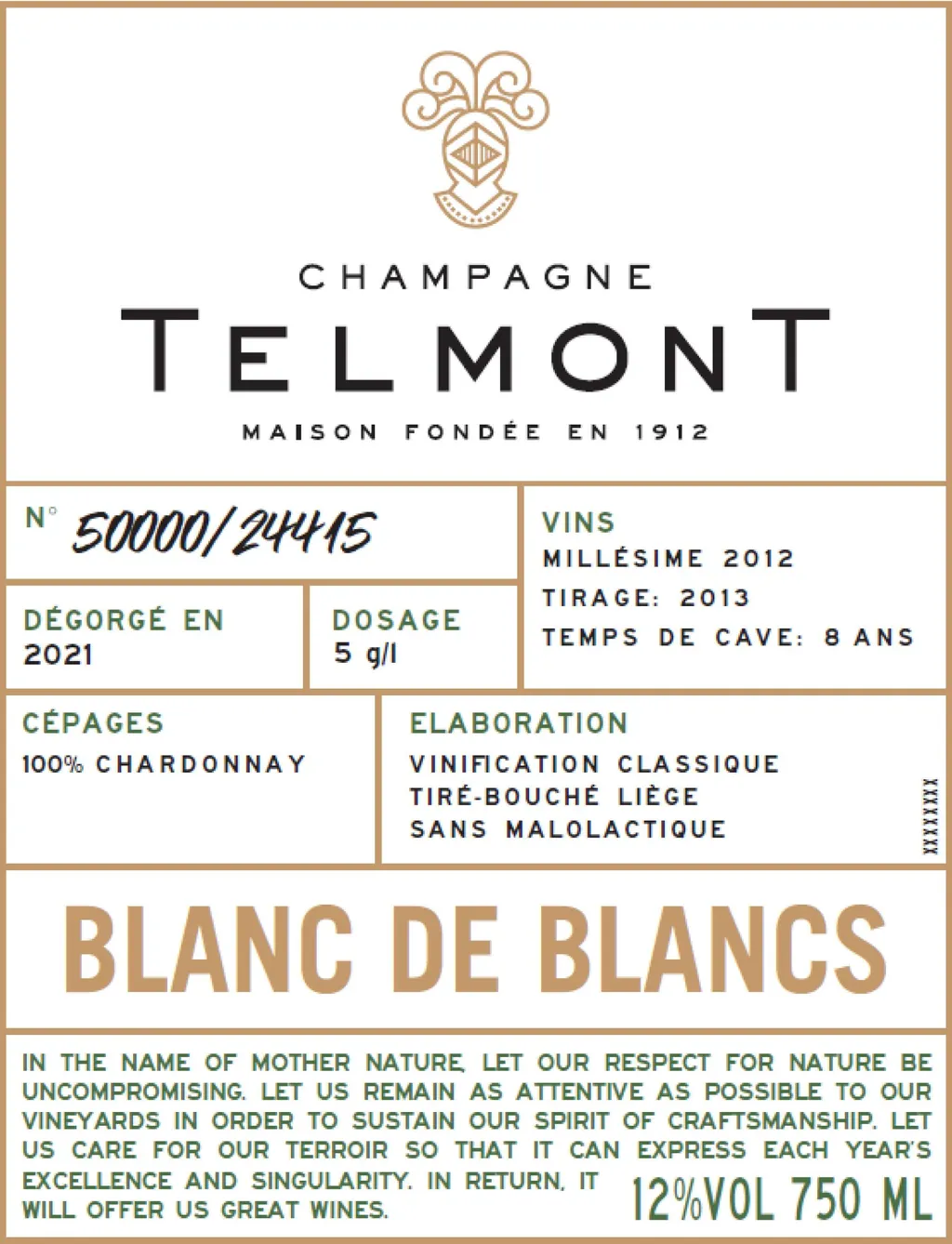 Blanc de Blancs Bottle