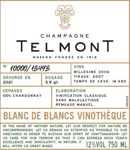 Blanc de Blancs Vinotheque Bottle