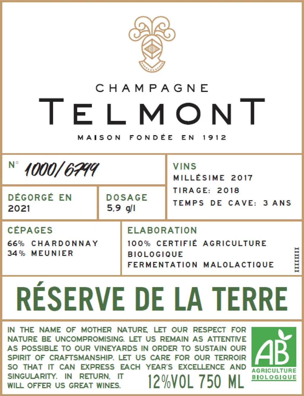 Reserve De La Terre Bottle