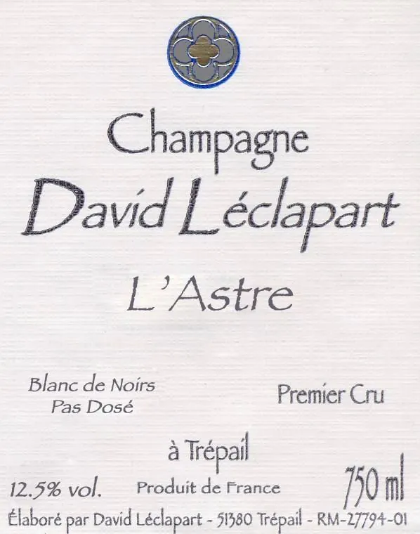 L'Astre Premier Cru Blanc de Noirs Pas Dose Bottle
