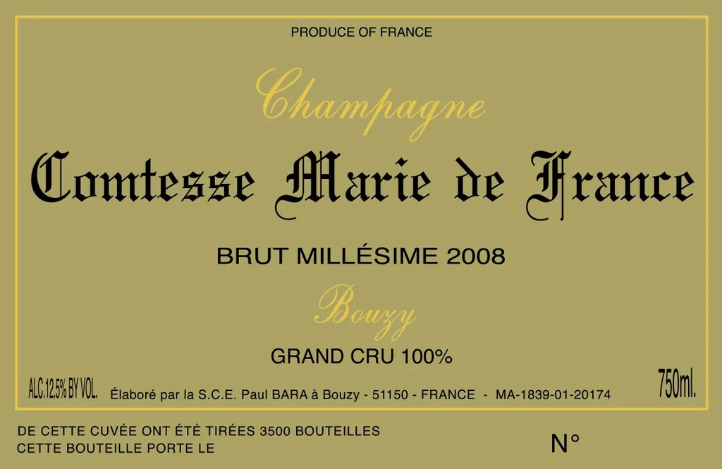 Brut Comtesse Marie de France Grand Cru Bottle