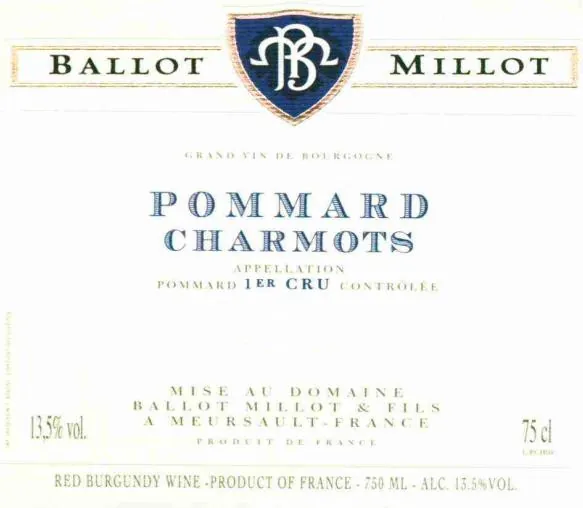 Pommard Charmots Premier Cru Bottle