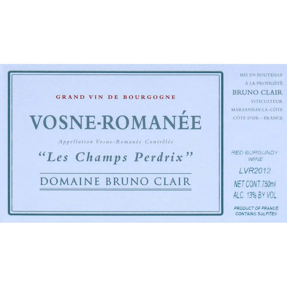 Vosne Romanee Champs Perdrix Bottle