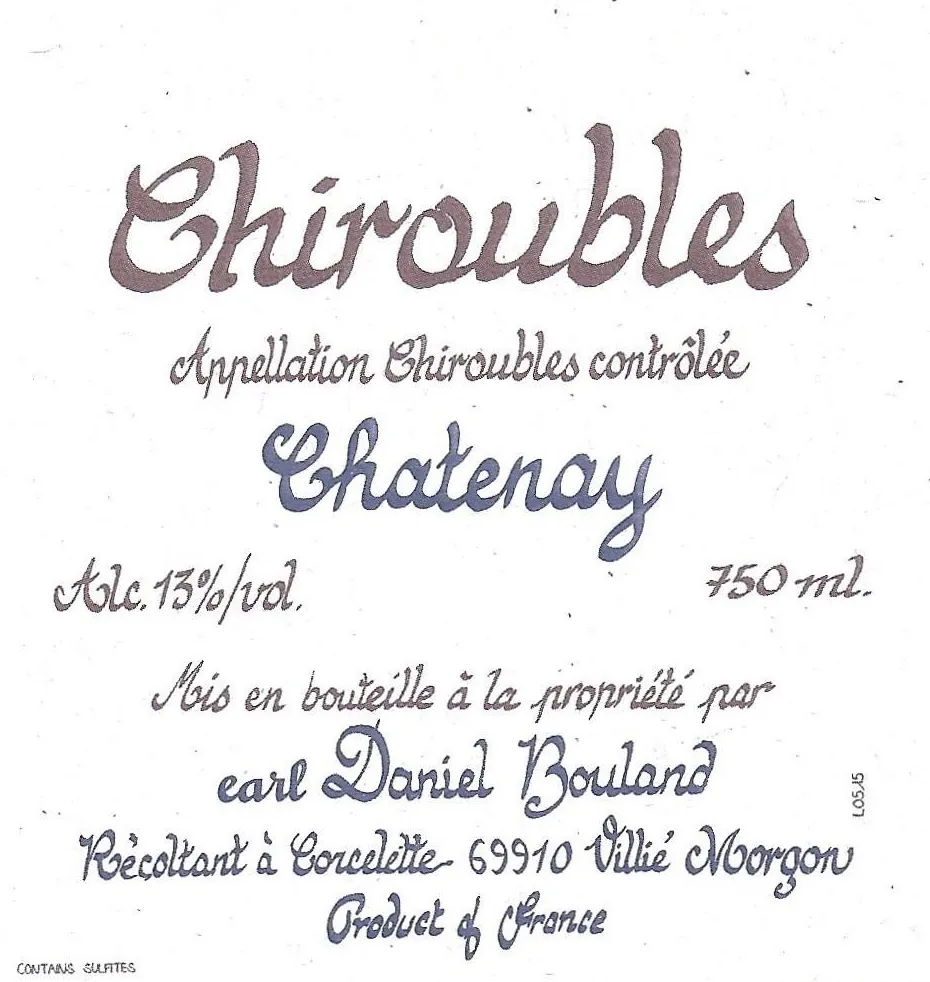 Chiroubles Chatenay Bottle