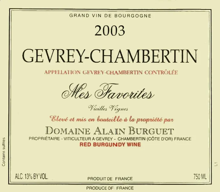 Gevrey-Chambertin Mes Favorites Vieilles Vignes Bottle