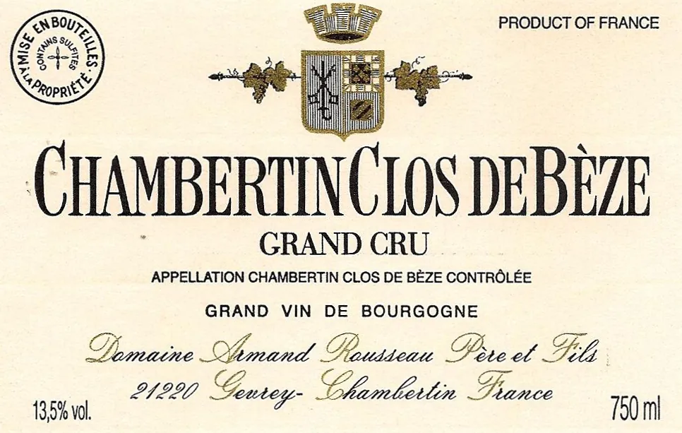 Chambertin Clos de Beze Grand Cru Bottle