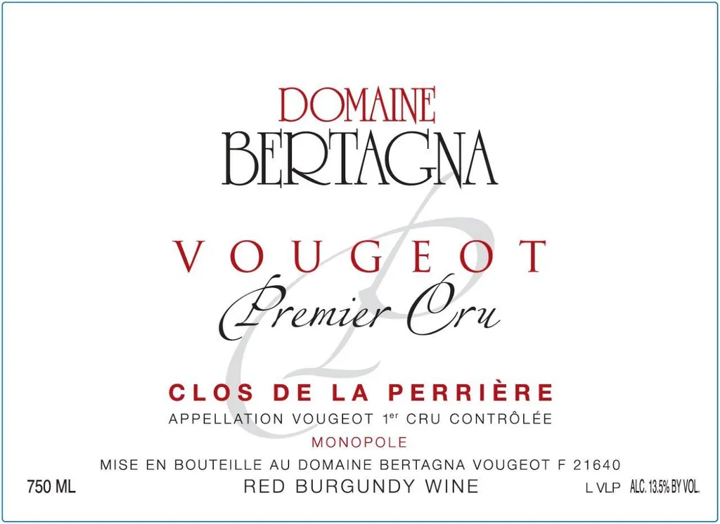 Vougeot Clos de la Perriere Premier Cru Monopole Bottle
