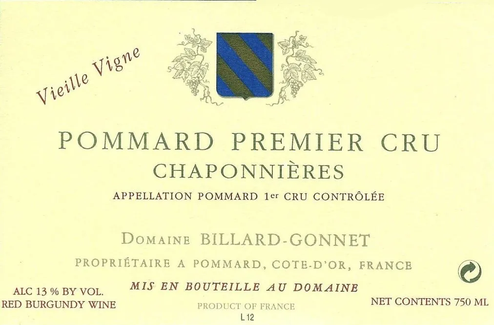 Pommard Chaponnieres Vieilles Vignes Premier Cru Bottle