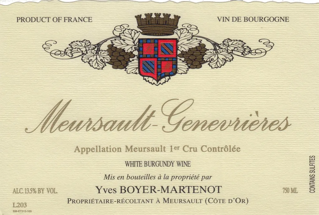 Meursault Genevrieres Premier Cru Bottle