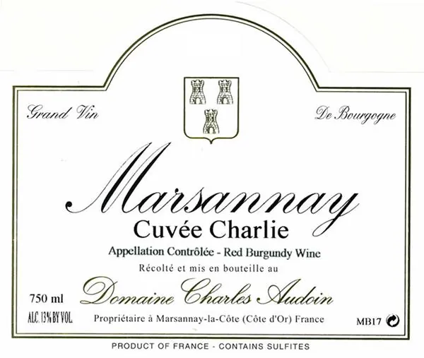Marsannay Cuvee Charlie Blanc Bottle